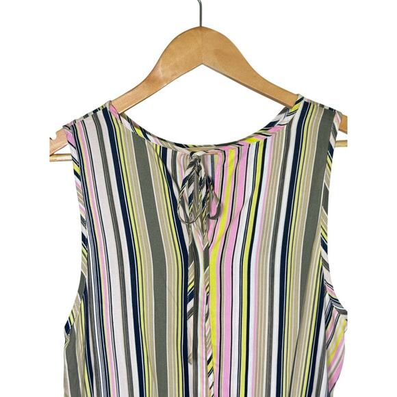 New LIBBY EDELMAN High-Low Dreamy Multicolor Striped Sleeveless Blouse Sz L - Picture 10 of 13